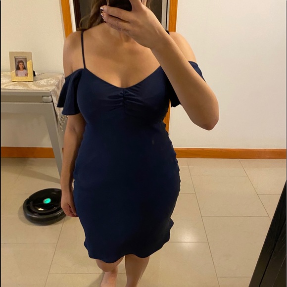 Satin dress in navy blue - Picture 10 of 10